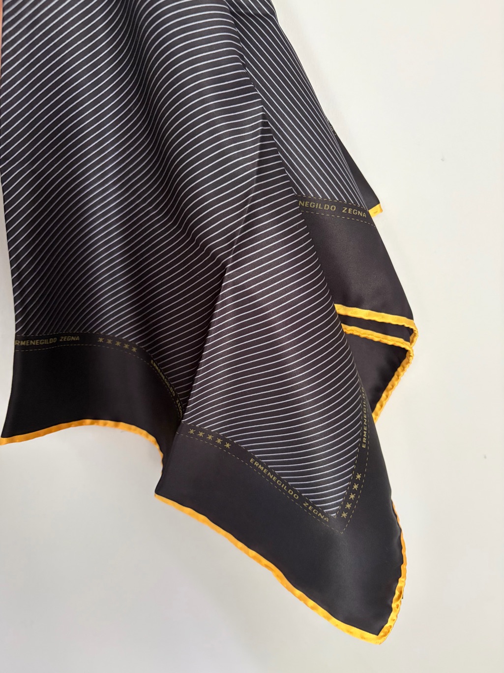 Ermenegildo Zegna Silk Scarf  Navy Blue Striped